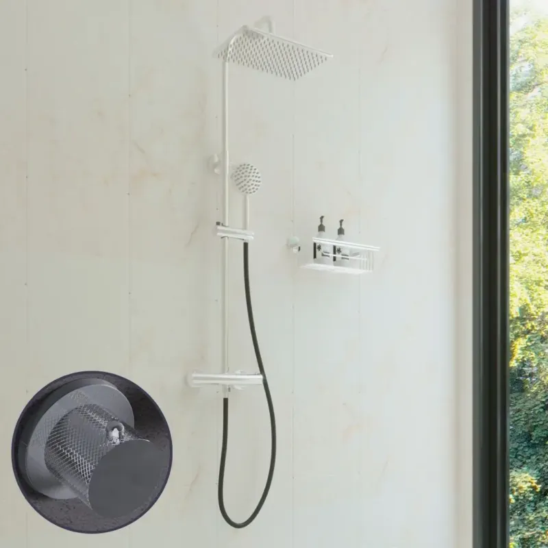 Beste Prijs Saniclear Vision Curved Pro opbouw regendouche met 20x30cm hoofddouche chroom