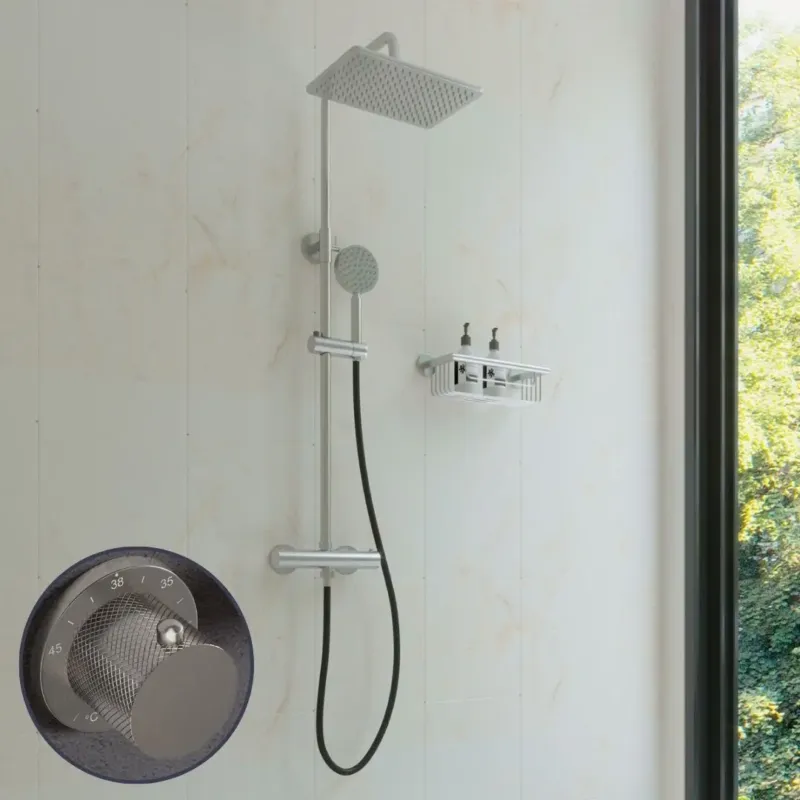 Saniclear Vision Curved Pro opbouw regendouche met 20x30cm hoofddouche RVS Express Levering