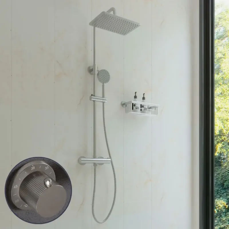 Saniclear Vision Stripes opbouw regendouche met 20x30cm hoofddouche RVS Dagaanbieding