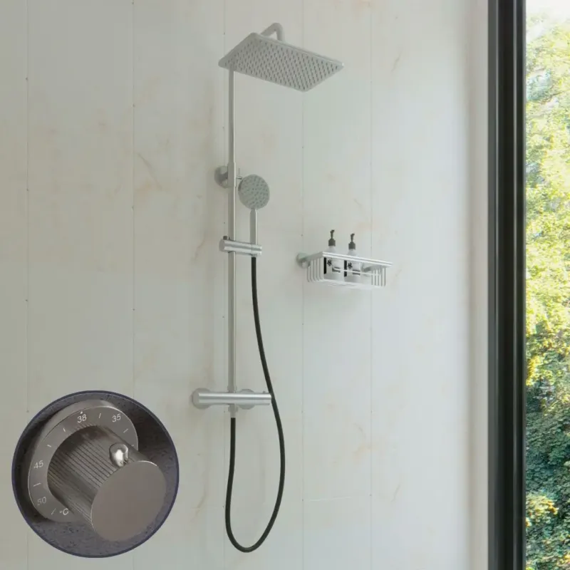 Saniclear Vision Stripes Pro opbouw regendouche met 20x30cm hoofddouche RVS Alleen Vandaag