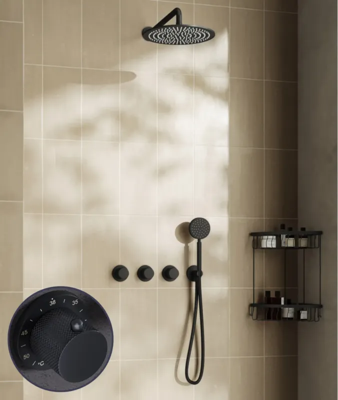 Saniclear Plus Curved inbouw regendouche met 20cm hoofddouche en muurarm zwart mat Merkproduct