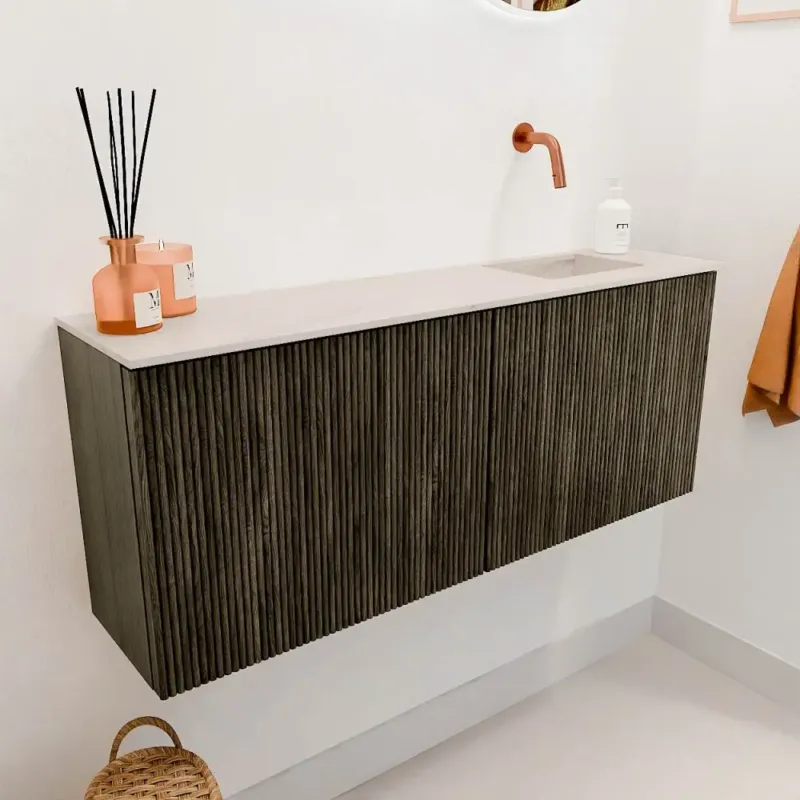 Mondiaz Joya DLux 100cm toiletmeubel shadow met wastafel faye rechts zonder kraangat meli Betaalbaar