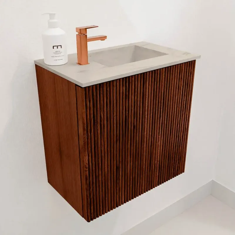 Snelle Levering Mondiaz Joya DLux 40cm toiletmeubel ruby met wastafel faye rechts 1 kraangat opalo