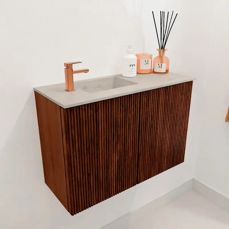 Populair Mondiaz Joya DLux 60cm toiletmeubel ruby met wastafel faye links 1 kraangat opalo