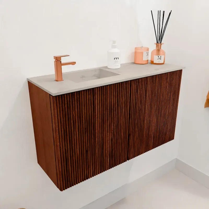 Snelle Levering Mondiaz Joya DLux 70cm toiletmeubel ruby met wastafel faye links 1 kraangat opalo