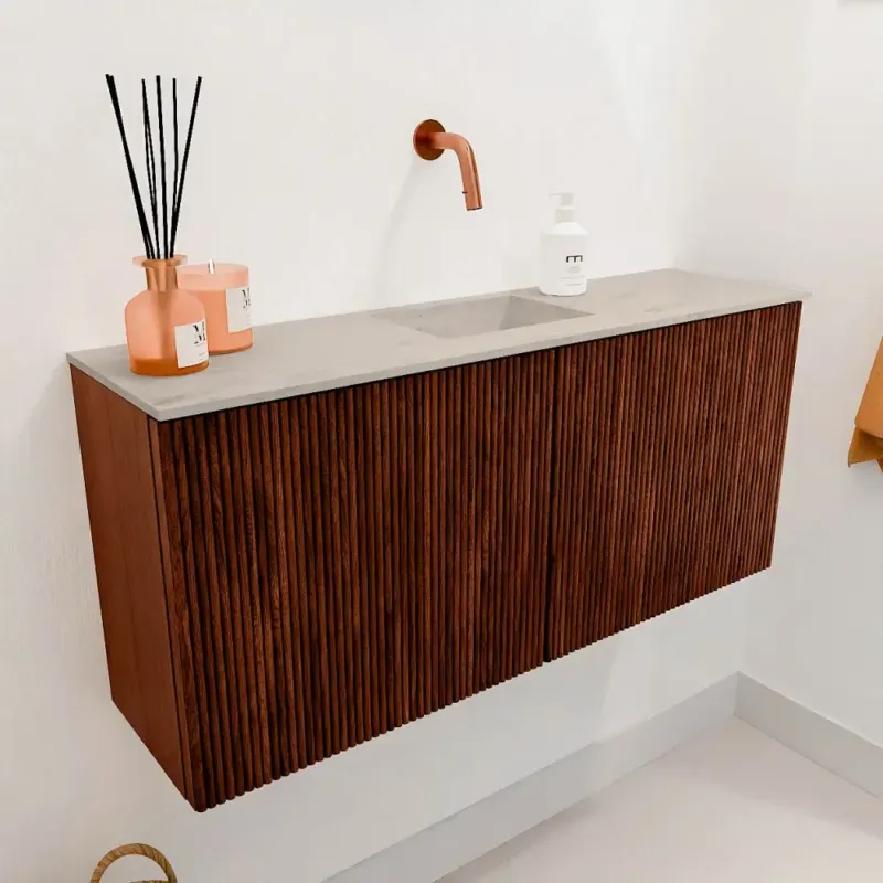 Beperkte Voorraad Mondiaz Joya DLux 90cm toiletmeubel ruby met wastafel faye midden zonder kraangat opalo