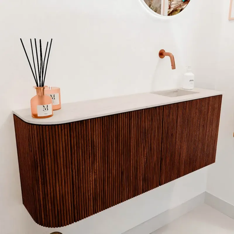 Speciale Aanbieding Mondiaz Joya DLux 100cm toiletmeubel ronding links ruby met wastafel faye rechts zonder kraangat meli