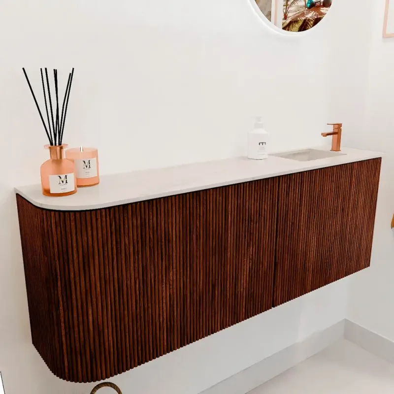 Premium Mondiaz Joya DLux 110cm toiletmeubel ronding links ruby met wastafel faye rechts 1 kraangat meli