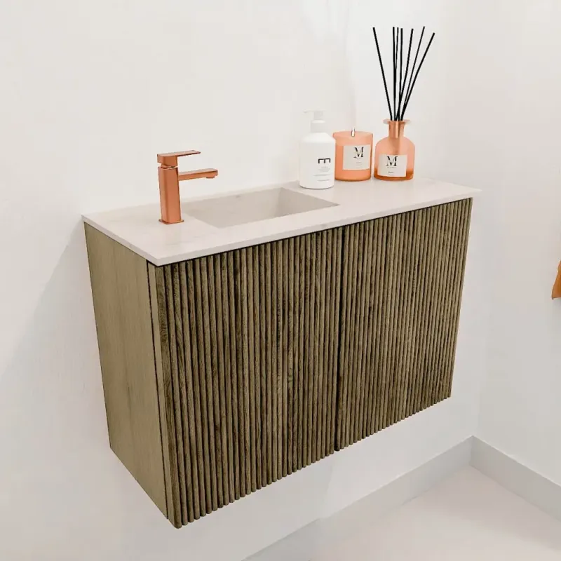 Alleen Vandaag Mondiaz Joya DLux 60cm toiletmeubel dusk met wastafel faye links 1 kraangat meli