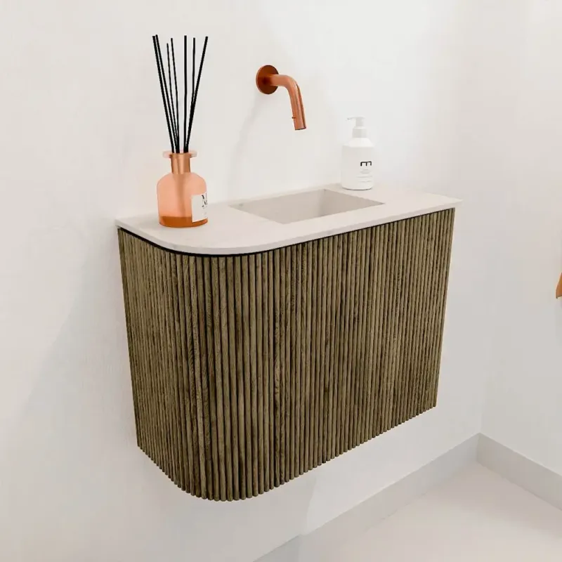 Nieuw Mondiaz Joya DLux 50cm toiletmeubel ronding links dusk met wastafel faye rechts zonder kraangat meli