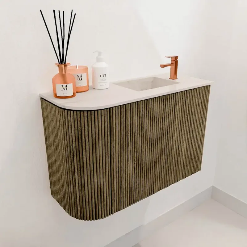 Alleen Vandaag Mondiaz Joya DLux 60cm toiletmeubel ronding links dusk met wastafel faye rechts 1 kraangat meli