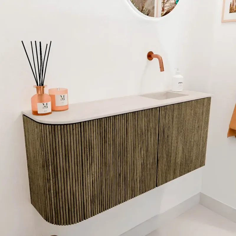Tijdelijk Beschikbaar Mondiaz Joya DLux 90cm toiletmeubel ronding links dusk met wastafel faye rechts zonder kraangat meli