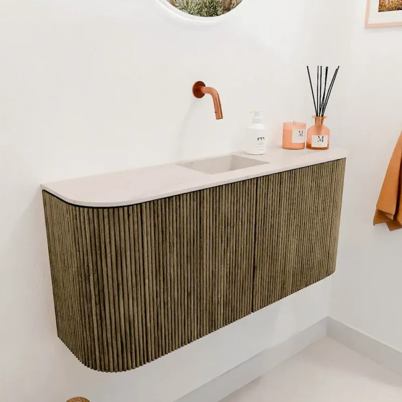 Beste Prijs Mondiaz Joya DLux 95cm toiletmeubel ronding links/rechts dusk met wastafel faye midden zonder kraangat meli