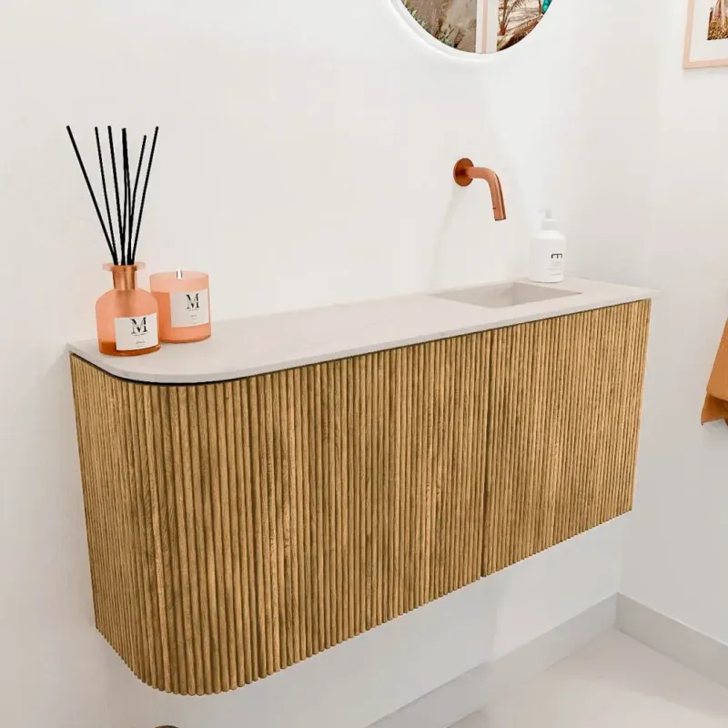 Shop Nu Mondiaz Joya DLux 90cm toiletmeubel ronding links oak met wastafel faye rechts zonder kraangat meli