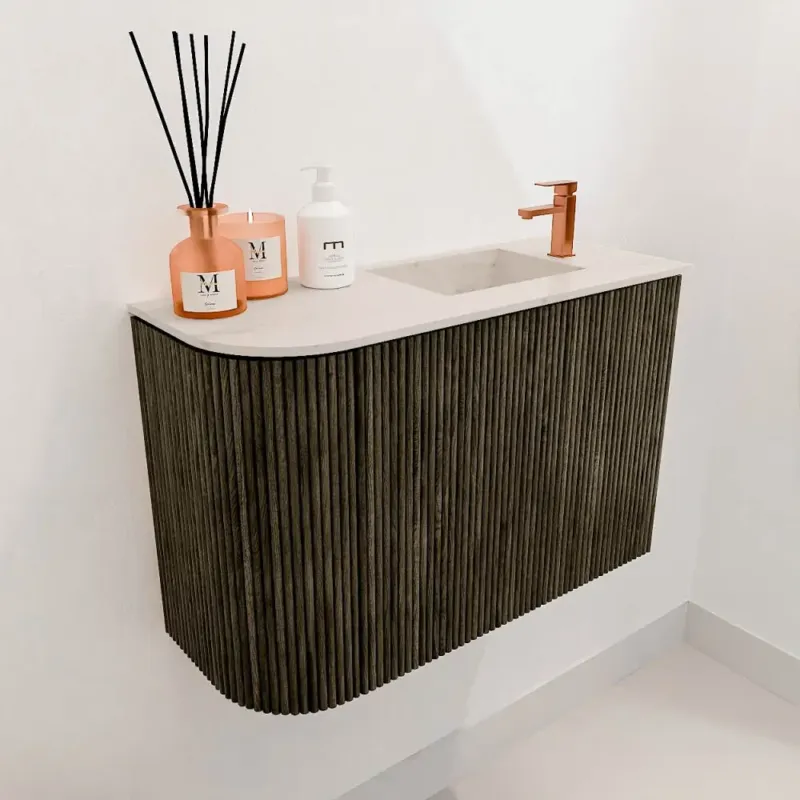 Beste Prijs Mondiaz Joya DLux 60cm toiletmeubel ronding links shadow met wastafel faye rechts 1 kraangat meli