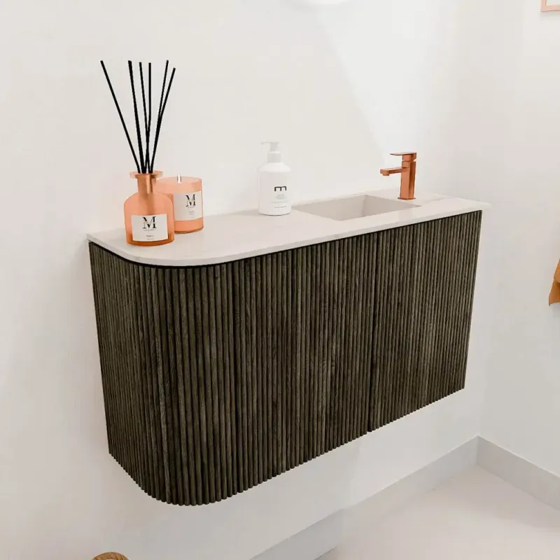 Populair Mondiaz Joya DLux 70cm toiletmeubel ronding links shadow met wastafel faye rechts 1 kraangat meli