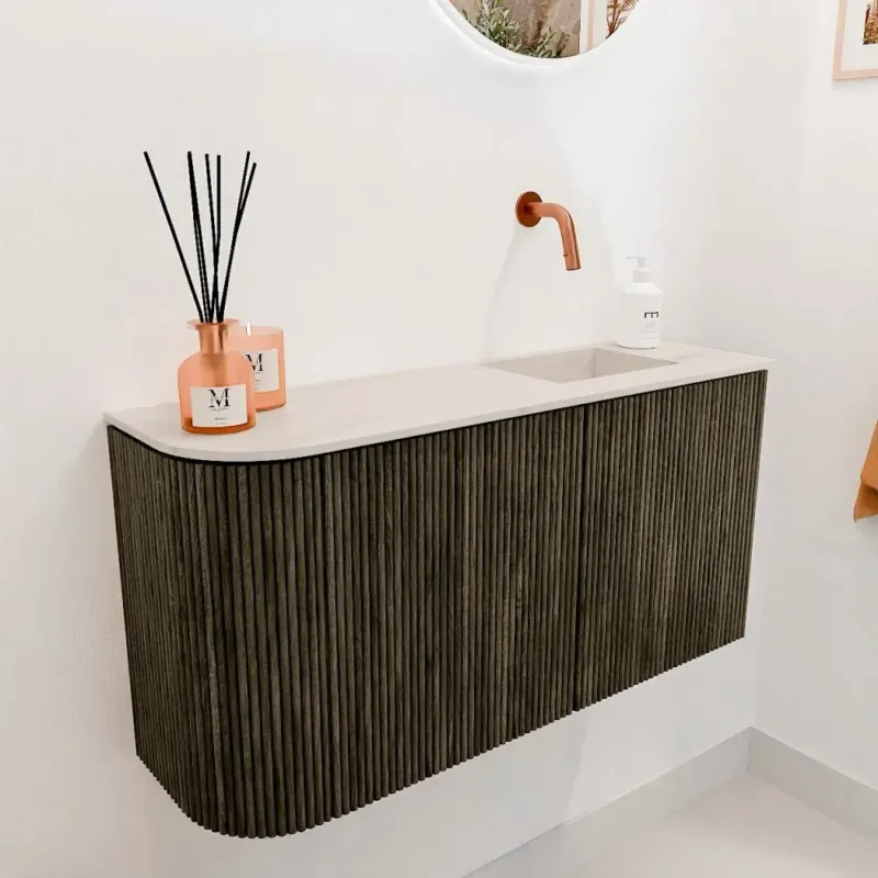 Nieuw Mondiaz Joya DLux 80cm toiletmeubel ronding links shadow met wastafel faye rechts zonder kraangat meli