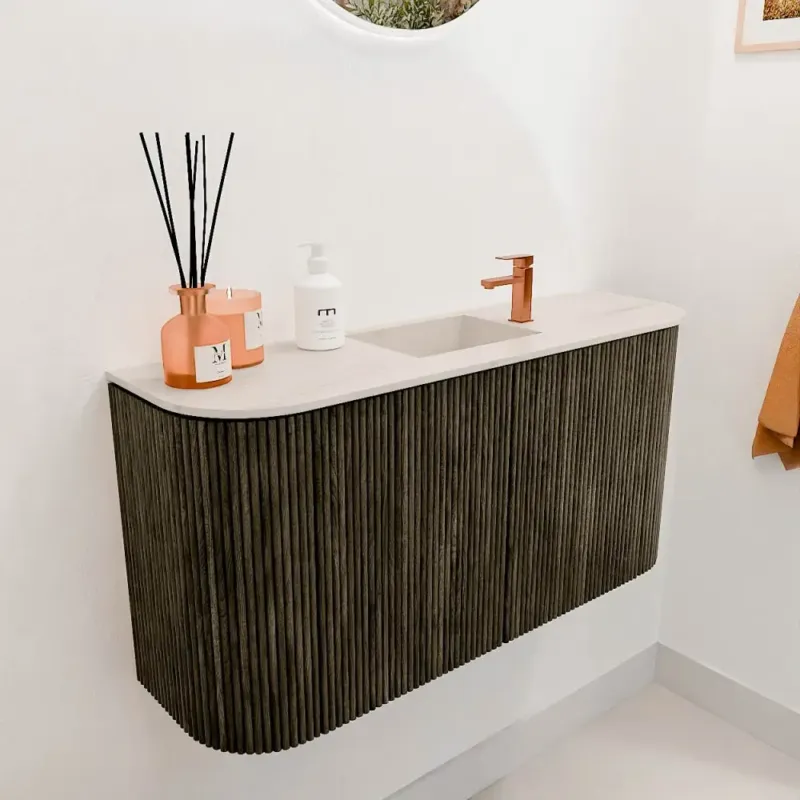 Nieuw Mondiaz Joya DLux 85cm toiletmeubel ronding links/rechts shadow met wastafel faye midden 1 kraangat meli