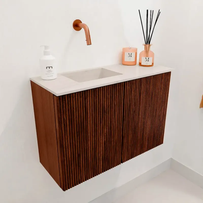 Beste Prijs Mondiaz Joya DLux 60cm toiletmeubel ruby met wastafel faye links zonder kraangat meli