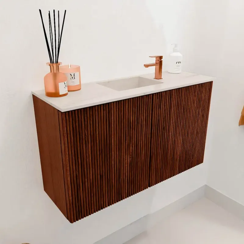 Nu Kopen Mondiaz Joya DLux 70cm toiletmeubel ruby met wastafel faye midden 1 kraangat meli