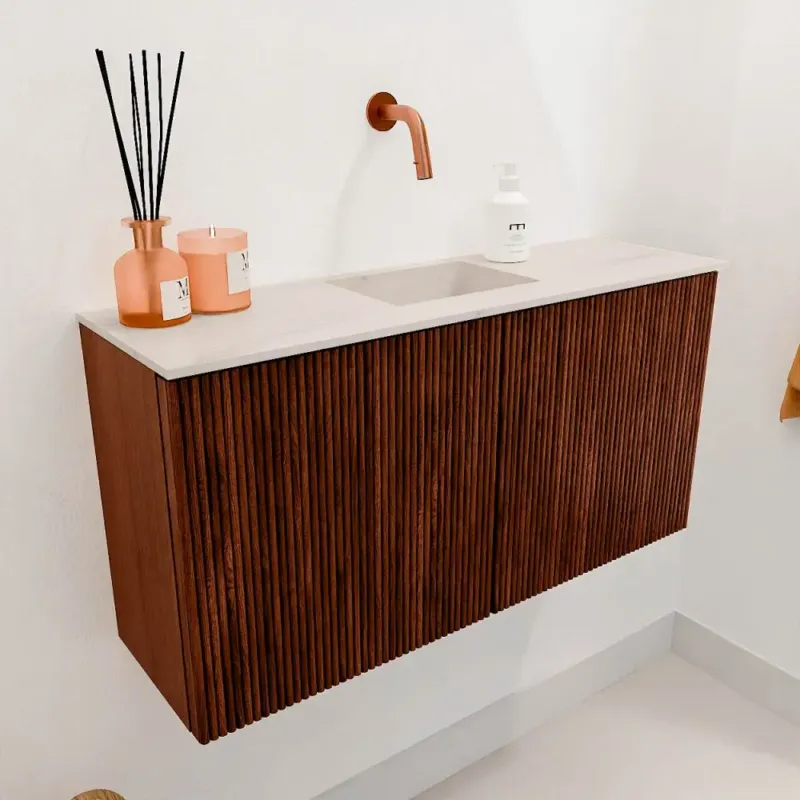 Speciale Aanbieding Mondiaz Joya DLux 80cm toiletmeubel ruby met wastafel faye midden zonder kraangat meli