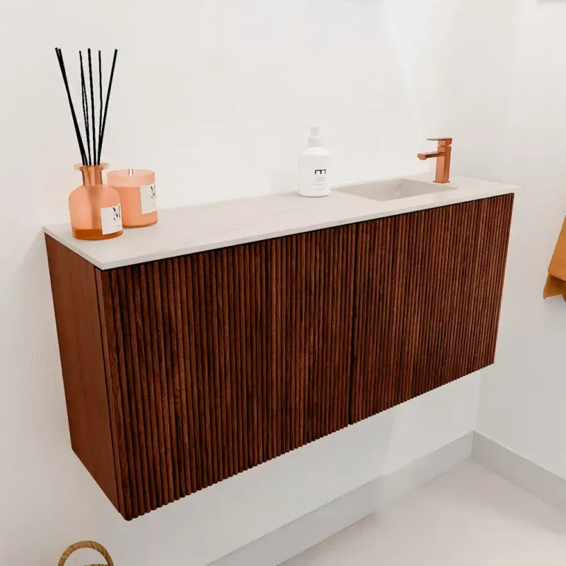 Superprijs Mondiaz Joya DLux 90cm toiletmeubel ruby met wastafel faye rechts 1 kraangat meli
