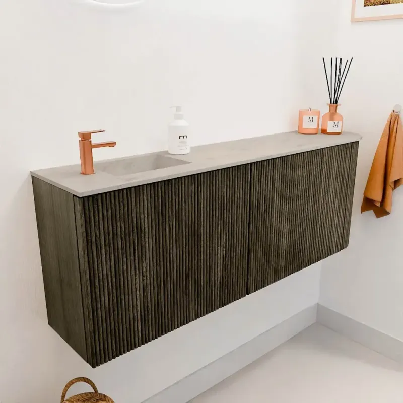 Nu Kopen Mondiaz Joya DLux 110cm toiletmeubel ronding rechts shadow met wastafel faye links 1 kraangat opalo