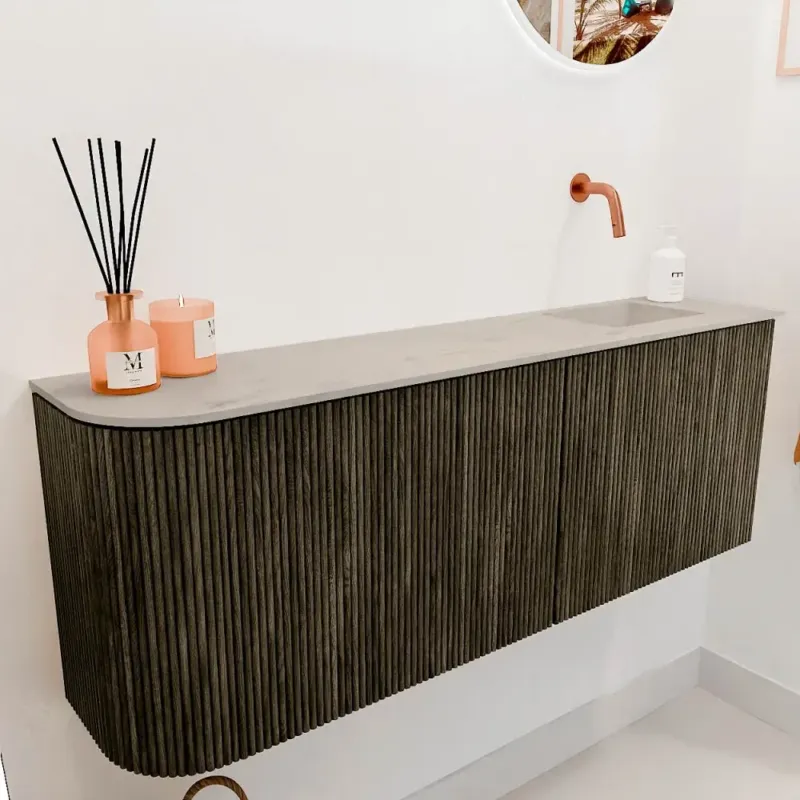 Beperkt Aanbod Mondiaz Joya DLux 110cm toiletmeubel ronding links shadow met wastafel faye rechts zonder kraangat opalo