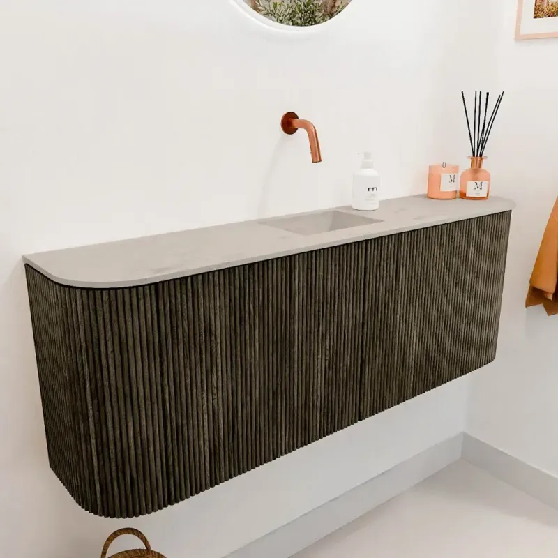 Actieprijs Mondiaz Joya DLux 115cm toiletmeubel ronding links/rechts shadow met wastafel faye midden zonder kraangat opalo