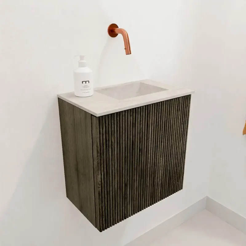 Op = Op Mondiaz Joya DLux 40cm toiletmeubel shadow met wastafel faye rechts zonder kraangat ostra