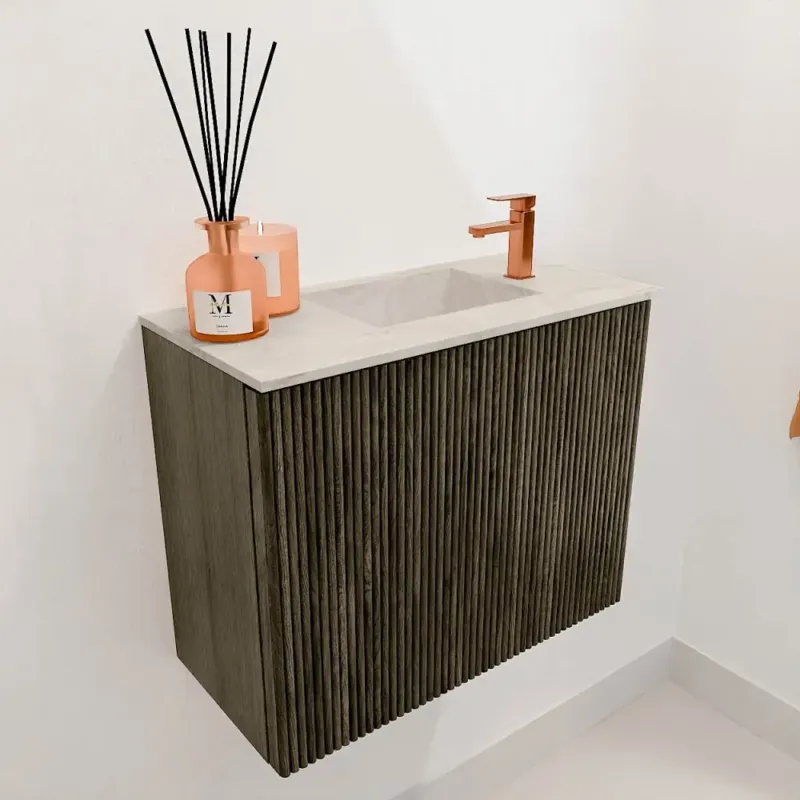 Beste Prijs Mondiaz Joya DLux 50cm toiletmeubel shadow met wastafel faye rechts 1 kraangat ostra