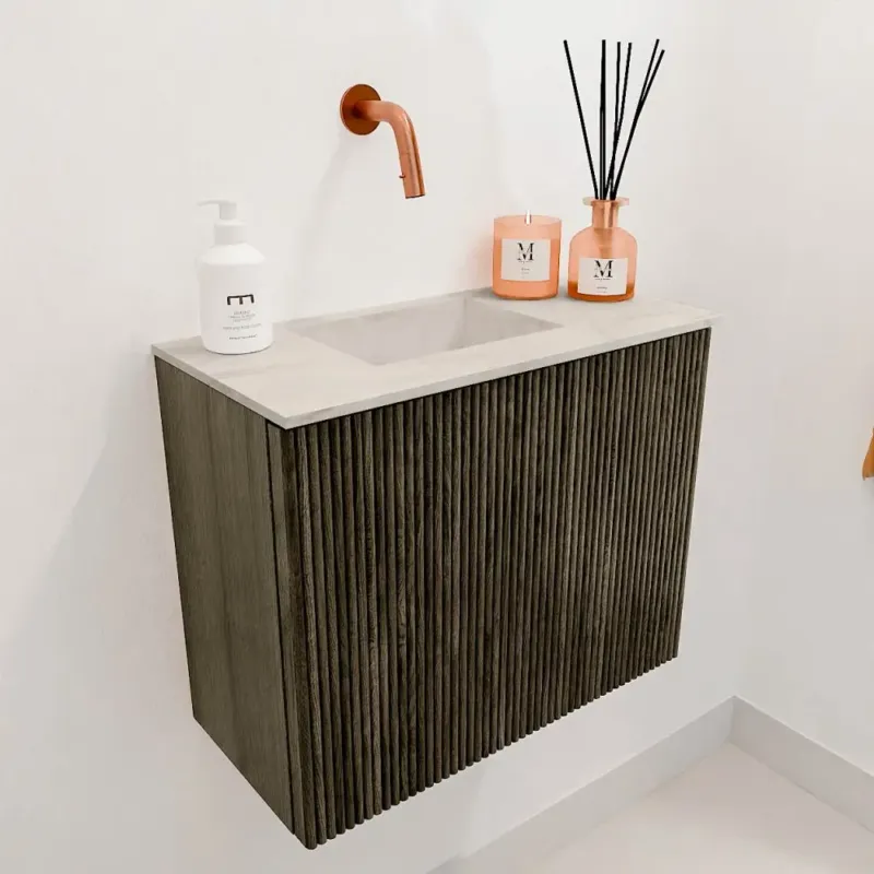 Rechtstreeks Van De Fabrikant Mondiaz Joya DLux 50cm toiletmeubel shadow met wastafel faye links zonder kraangat ostra