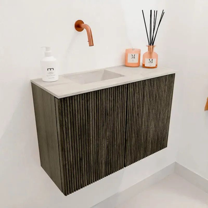 Must-Have Mondiaz Joya DLux 60cm toiletmeubel shadow met wastafel faye links zonder kraangat ostra