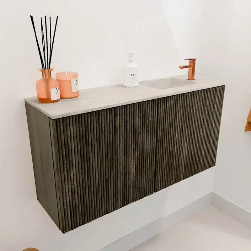 Op = Op Mondiaz Joya DLux 80cm toiletmeubel shadow met wastafel faye rechts 1 kraangat ostra