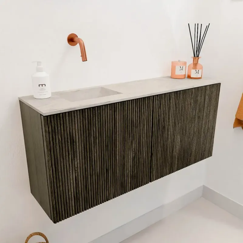 Alleen Vandaag Mondiaz Joya DLux 90cm toiletmeubel shadow met wastafel faye links zonder kraangat ostra