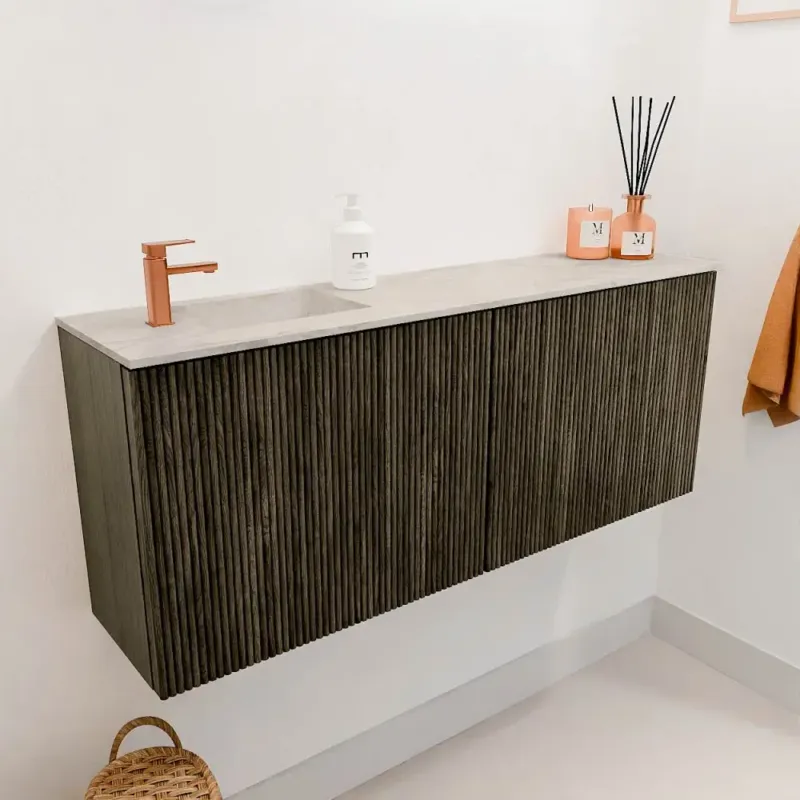Snelle Levering Mondiaz Joya DLux 100cm toiletmeubel shadow met wastafel faye links 1 kraangat ostra