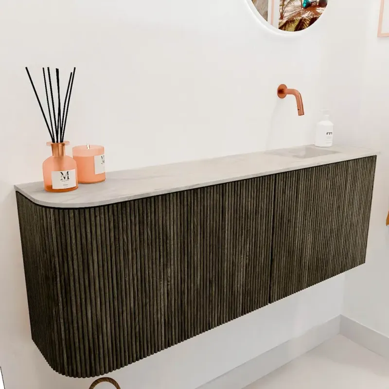 Weekendaanbieding Mondiaz Joya DLux 110cm toiletmeubel ronding links shadow met wastafel faye rechts zonder kraangat ostra