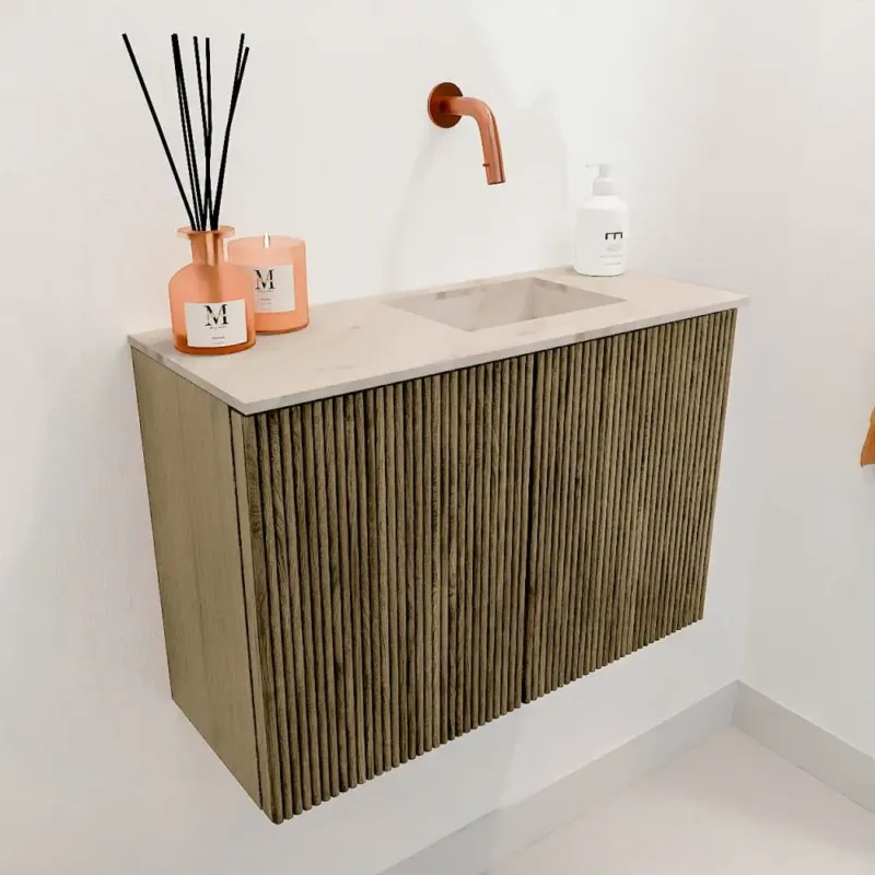 Nieuw Mondiaz Joya DLux 60cm toiletmeubel dusk met wastafel faye rechts zonder kraangat frappe