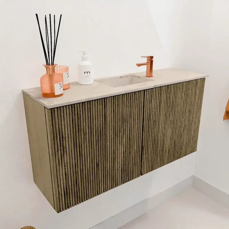 Rechtstreeks Van De Fabrikant Mondiaz Joya DLux 80cm toiletmeubel dusk met wastafel faye midden 1 kraangat frappe