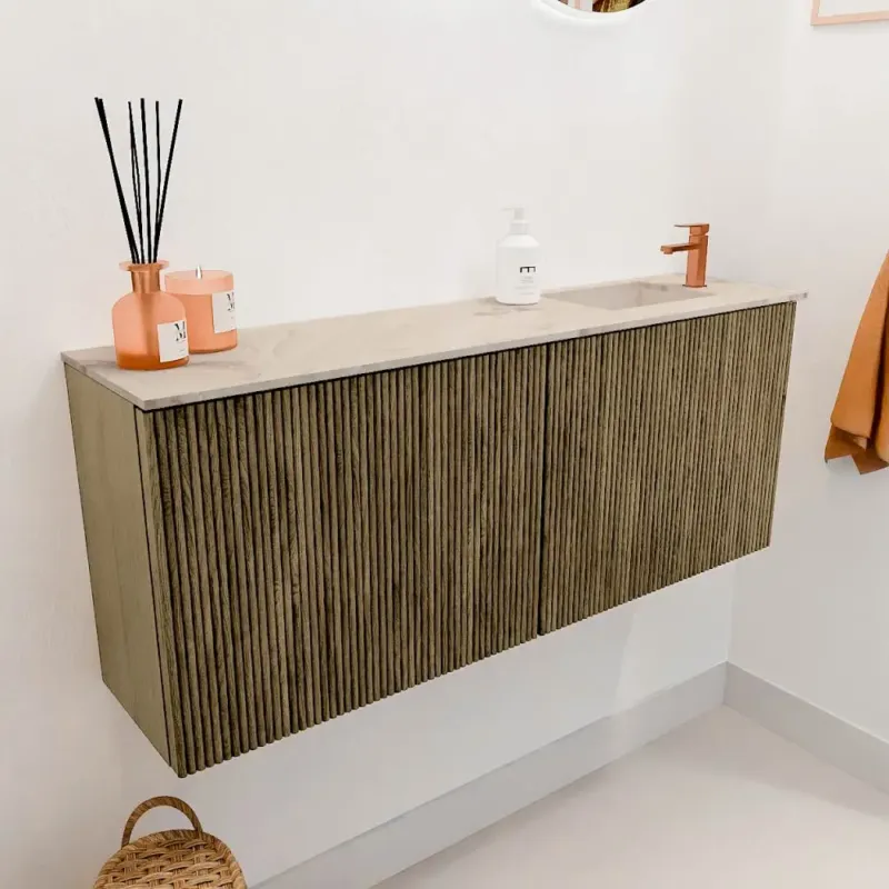 Seizoensaanbieding Mondiaz Joya DLux 100cm toiletmeubel dusk met wastafel faye rechts 1 kraangat frappe