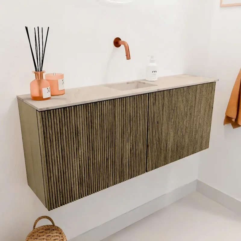 Snelle Levering Mondiaz Joya DLux 100cm toiletmeubel dusk met wastafel faye midden zonder kraangat frappe