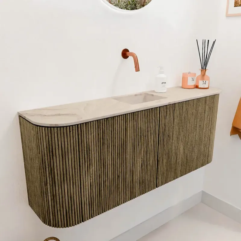 Alleen Vandaag Mondiaz Joya DLux 105cm toiletmeubel ronding links/rechts dusk met wastafel faye midden zonder kraangat frappe