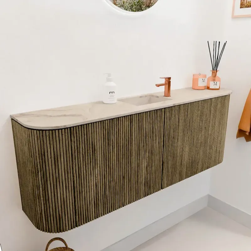Must-Have Mondiaz Joya DLux 115cm toiletmeubel ronding links/rechts dusk met wastafel faye midden 1 kraangat frappe