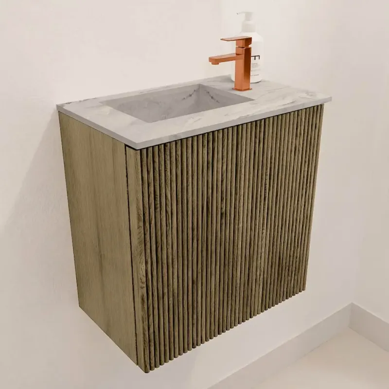 Speciale Aanbieding Mondiaz Joya DLux 40cm toiletmeubel dusk met wastafel faye links 1 kraangat glace