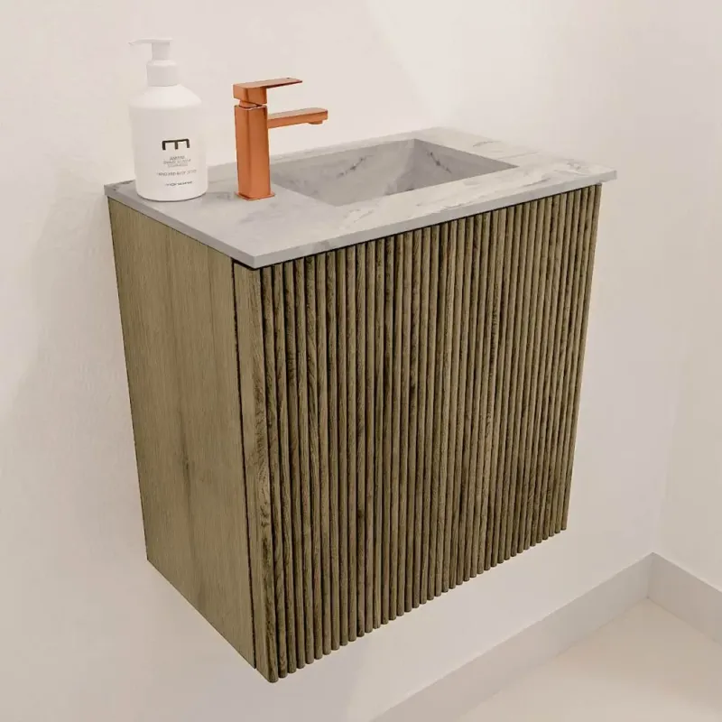 Weekendaanbieding Mondiaz Joya DLux 40cm toiletmeubel dusk met wastafel faye rechts 1 kraangat glace