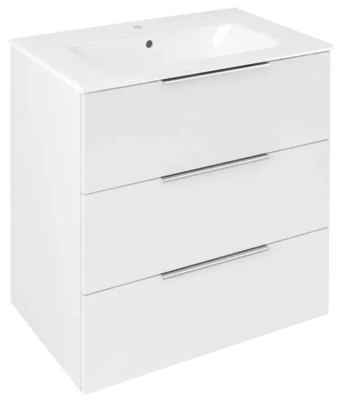 Sapho Cirasa badmeubel 70cm met 3 lades wit glans met witte wastafel Direct Verzonden