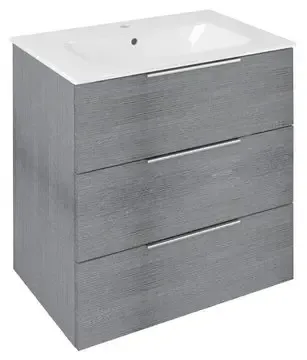 Speciale Aanbieding Sapho Cirasa badmeubel 70cm met 3 lades grijs eiken met witte wastafel