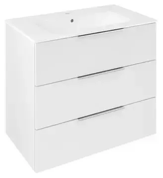 Actieprijs Sapho Cirasa badmeubel 80cm met 3 lades wit glans met witte wastafel