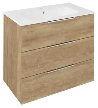 Sapho Cirasa badmeubel 80cm met 3 lades eiken met witte wastafel Beperkte Voorraad