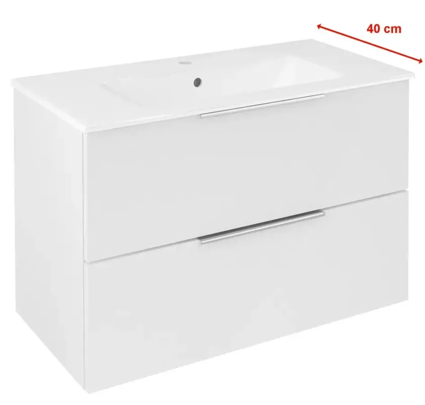 Sapho Cirasa Compact badmeubel 80cm wit glans met witte wastafel Favoriet